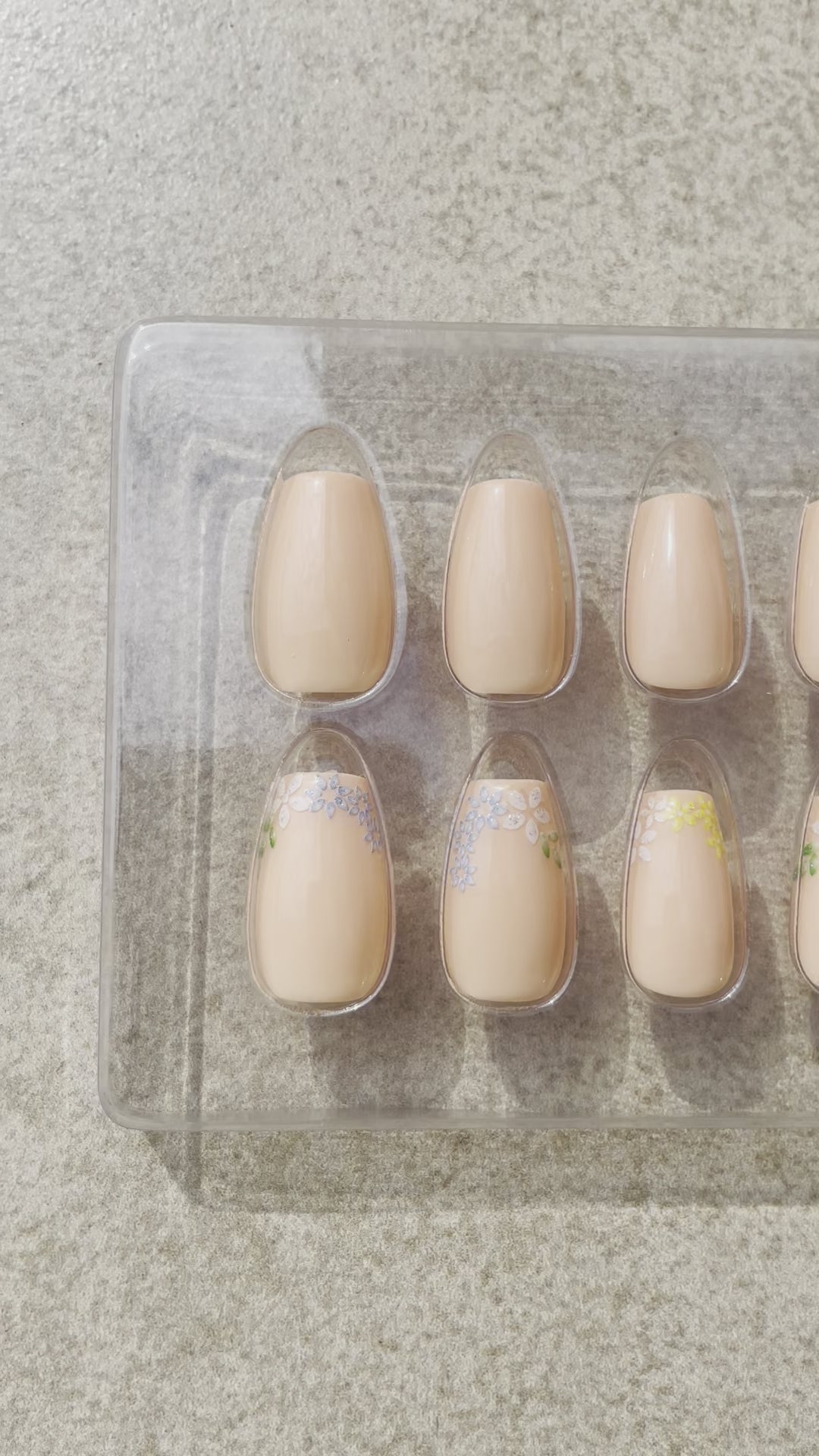 Reusable Short Coffin with Soft Gel-Press Nails in a Peachy floral design