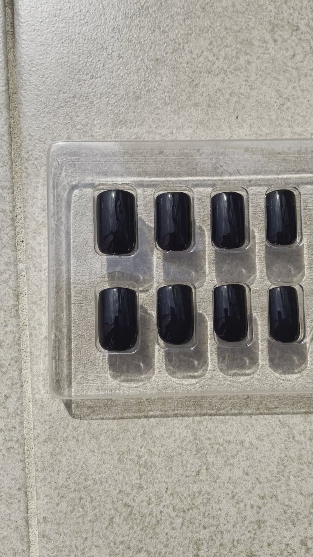 Reusable Noir Square jet black Press-on Nails made by Leewa Beauty 