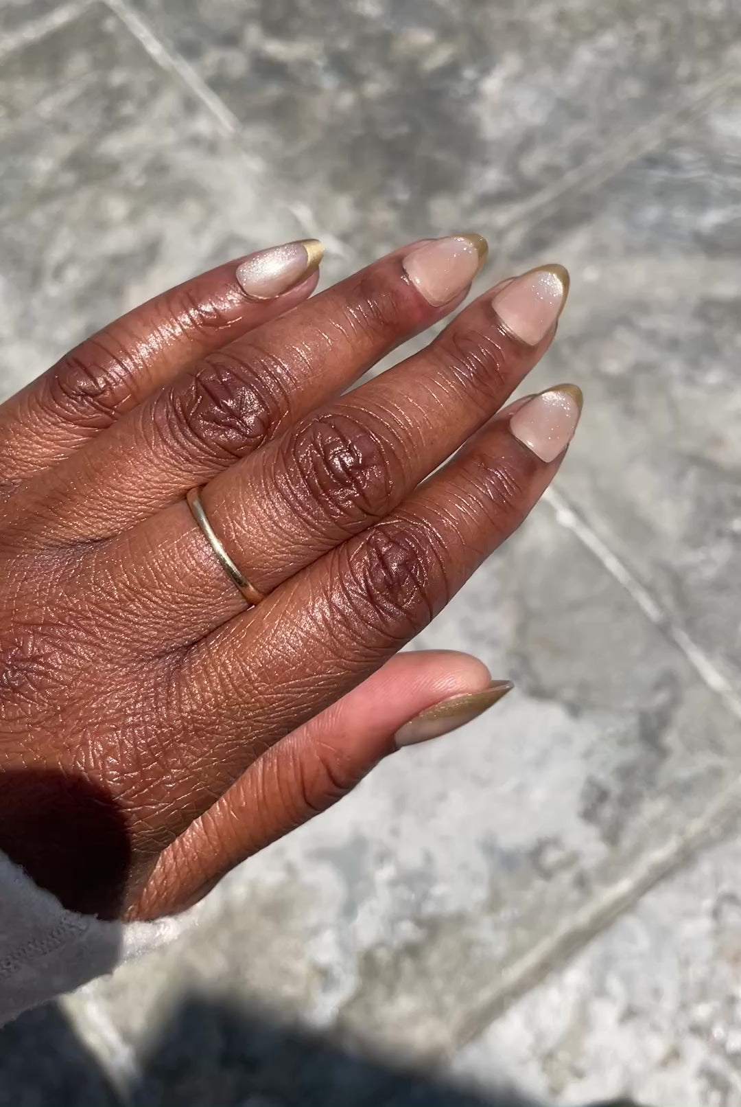 Golden Hour Press-On Nails | Soft Gold French Tip Short Almond